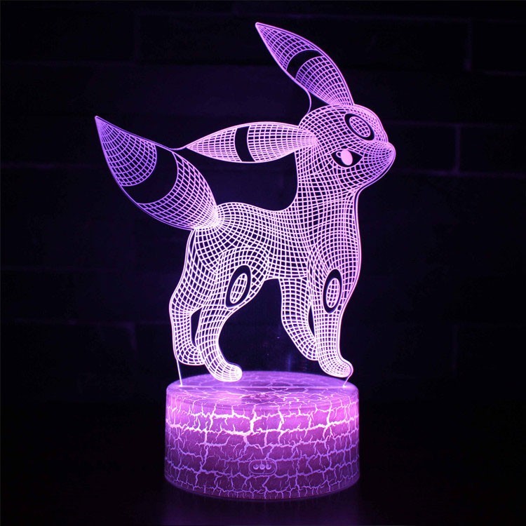 Floroux Lampe LED 3D | Veilleuse pour chambre d'enfants | Lumière décorative Pokémon | Lumière d'ambiance avec changement de couleur & connexion USB