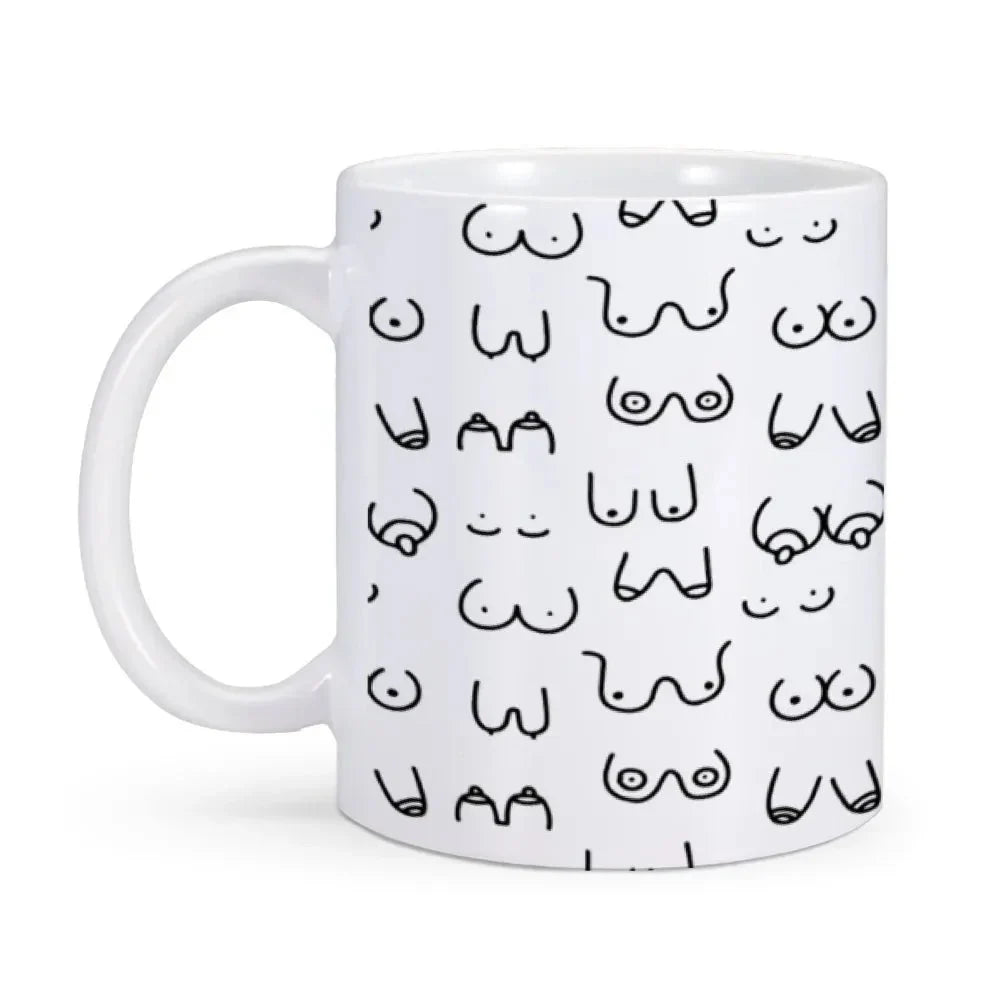 Tasse à café originale et amusante en céramique avec motif de seins