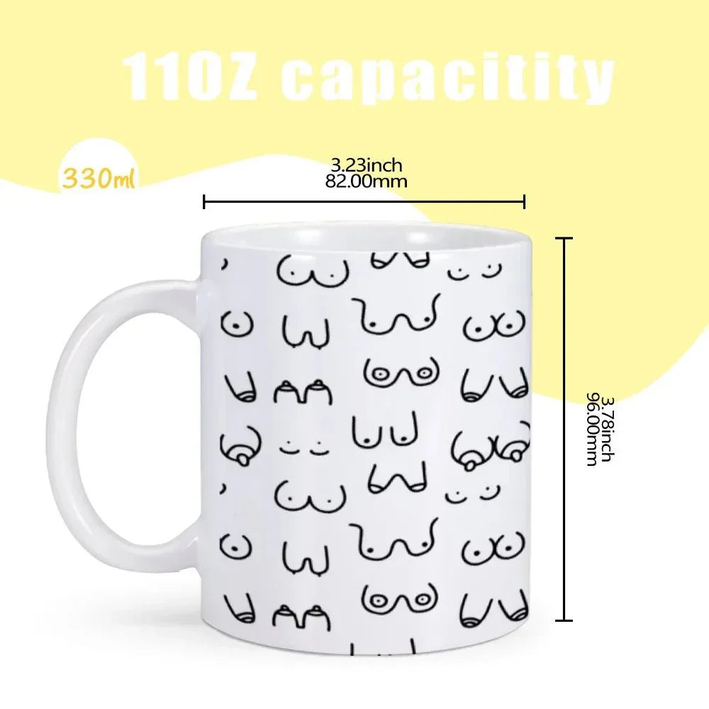 Tasse à café originale et amusante en céramique avec motif de seins