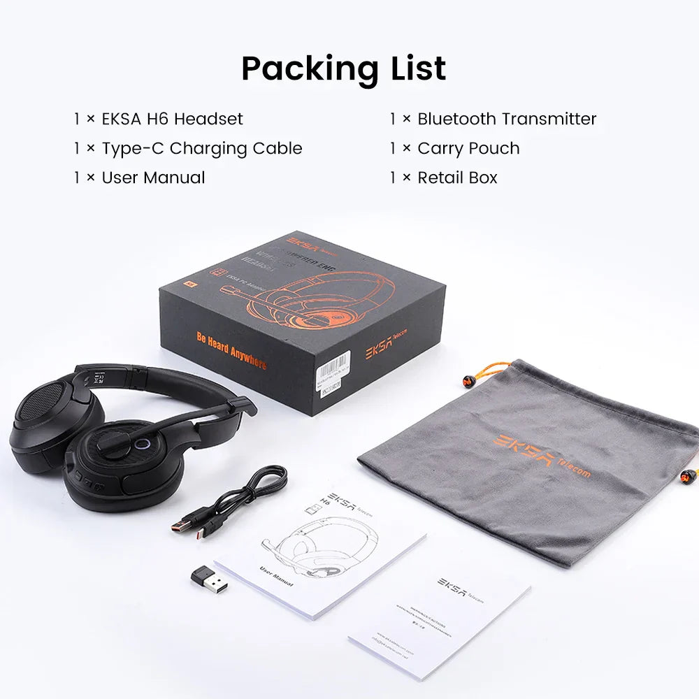 EKSA H6 Casque de jeu Bluetooth sans fil avec microphone - TWS Réduction de bruit HiFi Stéréo Casque dynamique