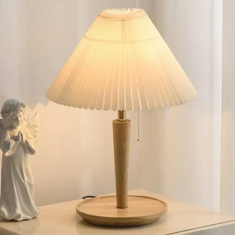 Floroux – Lampe de table en bois rétro avec charme vintage