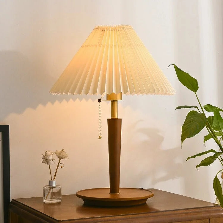 Floroux – Lampe de table en bois rétro avec charme vintage
