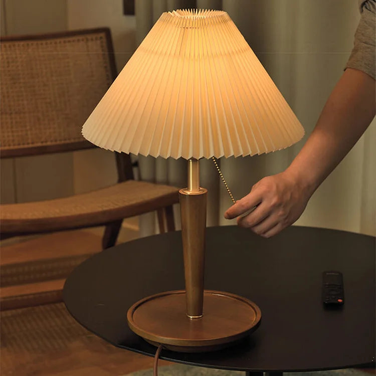 Floroux – Lampe de table en bois rétro avec charme vintage
