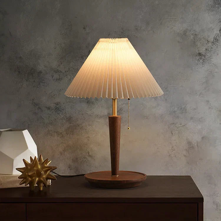 Floroux – Lampe de table en bois rétro avec charme vintage
