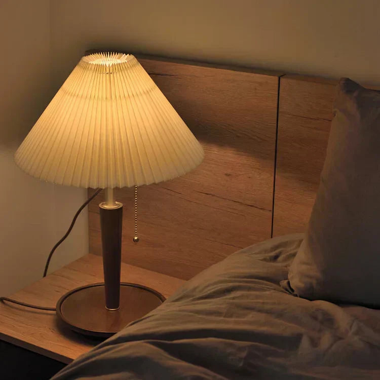 Floroux – Lampe de table en bois rétro avec charme vintage