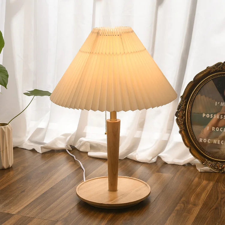 Floroux – Lampe de table en bois rétro avec charme vintage
