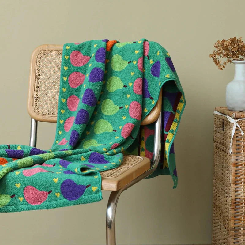 Serviette pour enfants en coton doux avec motif poires
