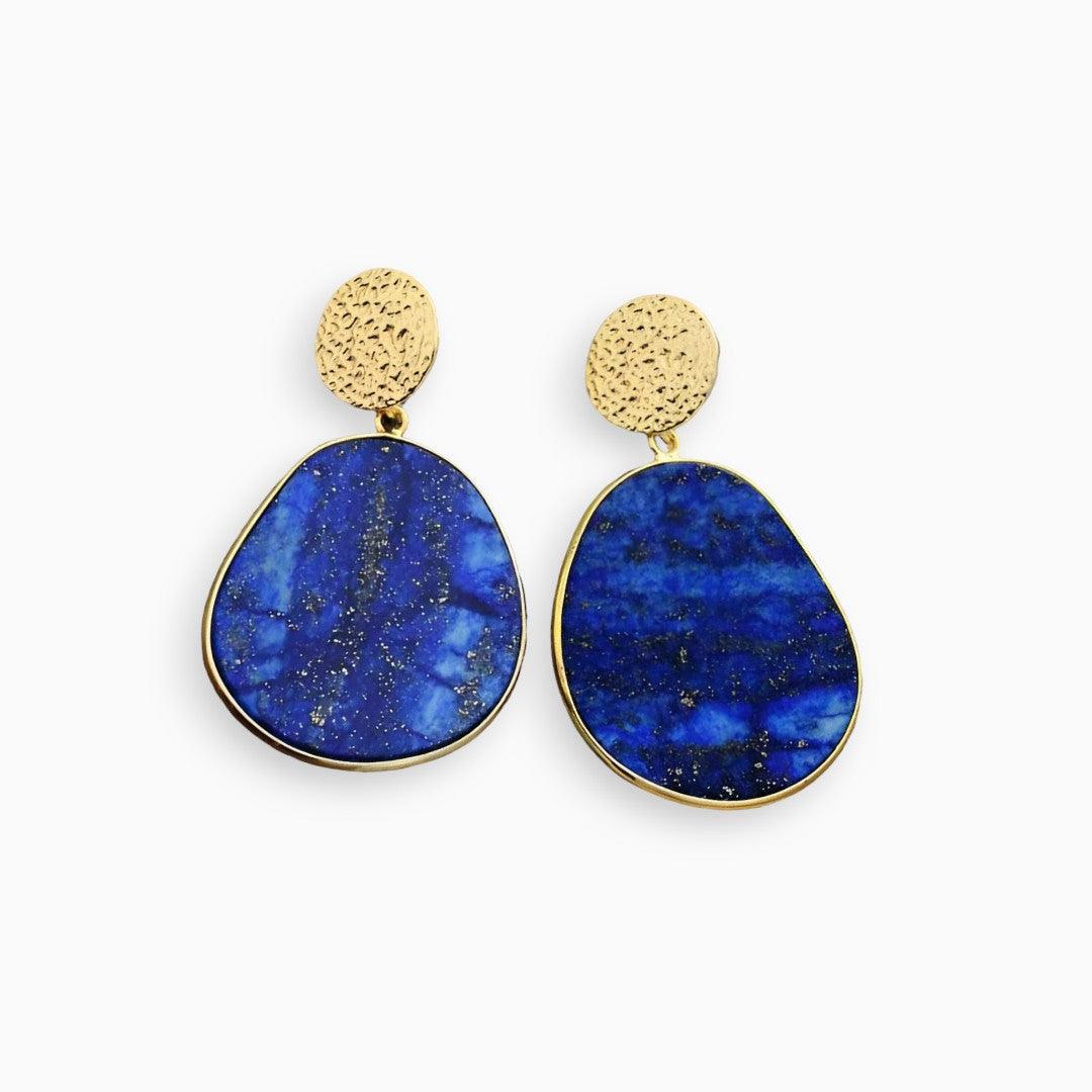 Althea - Boucles d'oreilles Luxe avec Lapis et Œil de Tigre