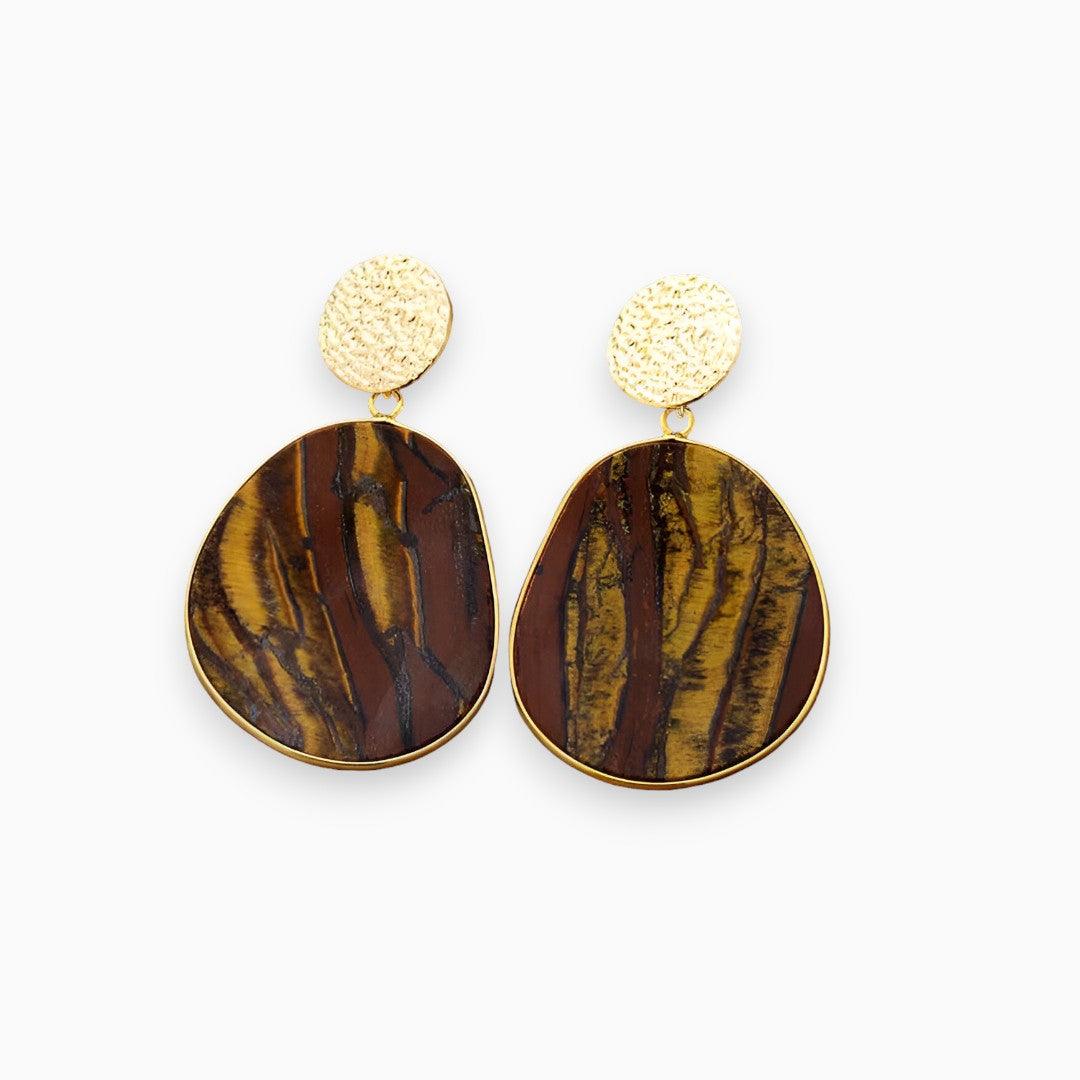 Althea - Boucles d'oreilles Luxe avec Lapis et Œil de Tigre