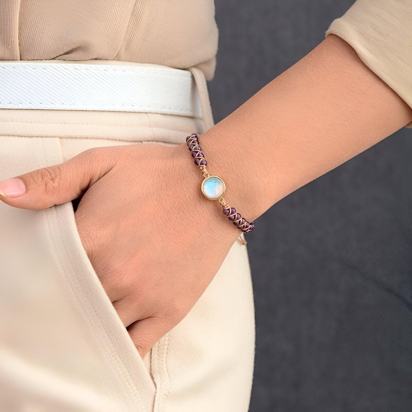 AmaraGlow - Luxe Améthystes Soin Bracelet