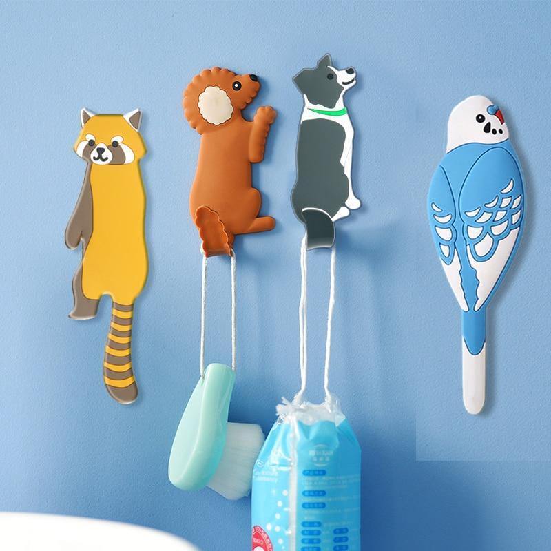 Floroux adhesive hooks in animal design | Versatile hooks for wall and refrigerator | Practical and decorative
