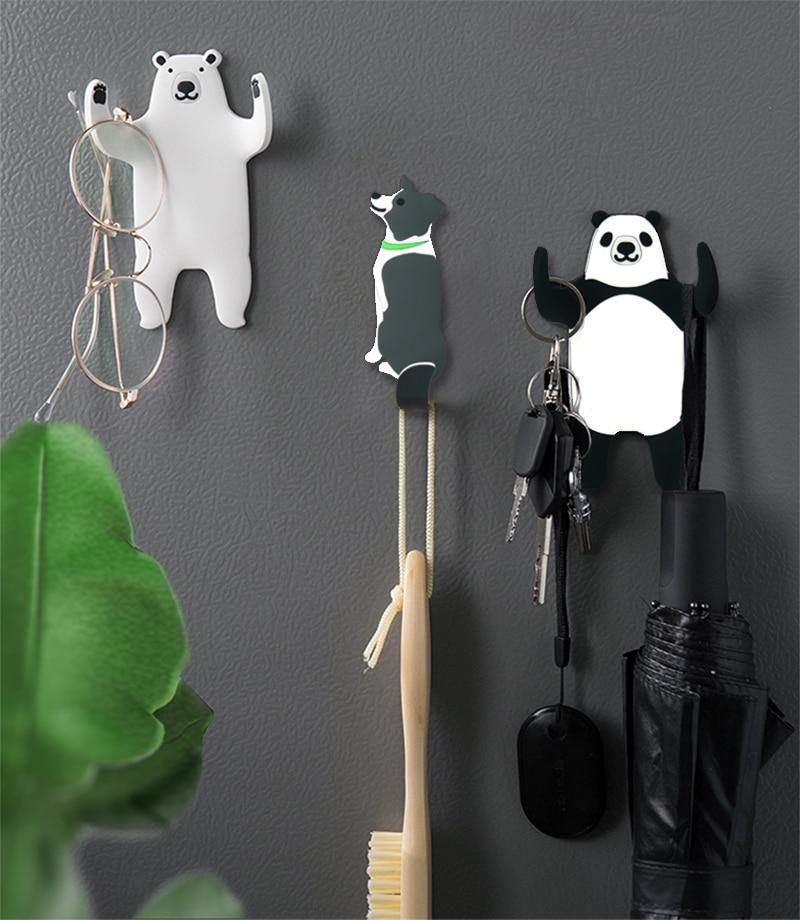 Floroux adhesive hooks in animal design | Versatile hooks for wall and refrigerator | Practical and decorative
