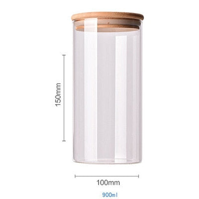 Floroux storage jar with bamboo lid | Airtight storage jars | Elegant kitchen organization | Glass container for food
