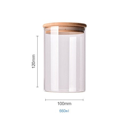 Floroux storage jar with bamboo lid | Airtight storage jars | Elegant kitchen organization | Glass container for food
