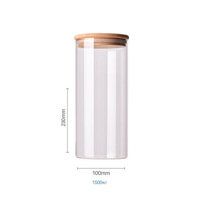 Floroux storage jar with bamboo lid | Airtight storage jars | Elegant kitchen organization | Glass container for food