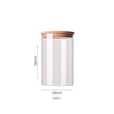 Floroux storage jar with bamboo lid | Airtight storage jars | Elegant kitchen organization | Glass container for food