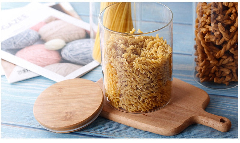 Floroux storage jar with bamboo lid | Airtight storage jars | Elegant kitchen organization | Glass container for food