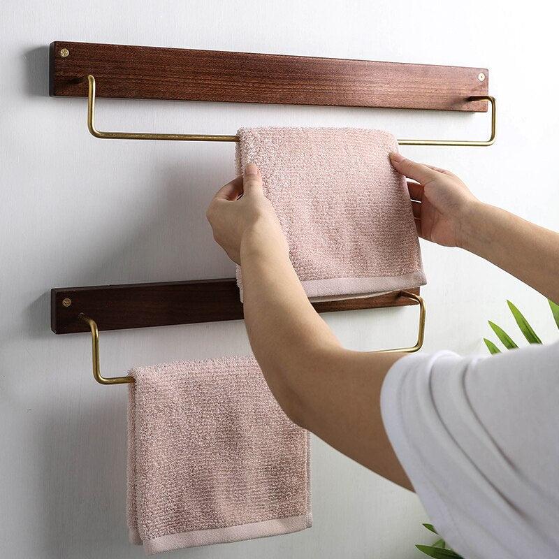 Floroux Wooden Towel Holder | Minimalist Design | Space Saving Towel Holder for Bathroom & Bedroom