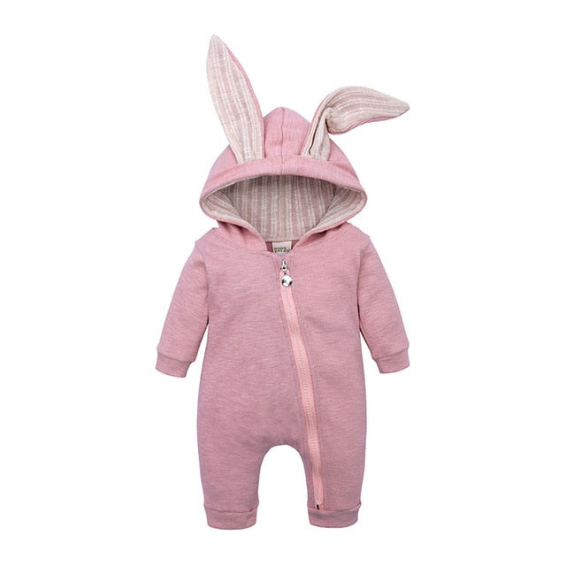 Baby-body avec capuche et motif de lapin