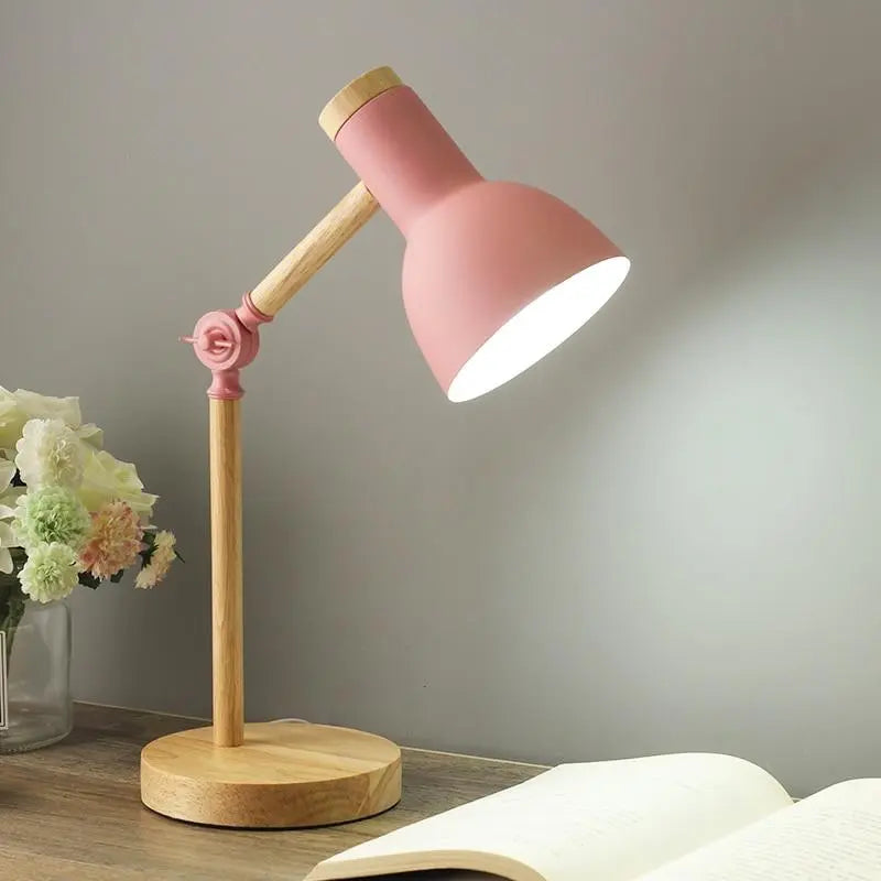 NordicGlow - Lampe de Bureau en Bois Style Scandinave