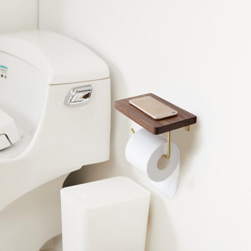 Multifunctional toilet paper holder Floroux in wood | Practical and elegant | Screw mounting | In different colors