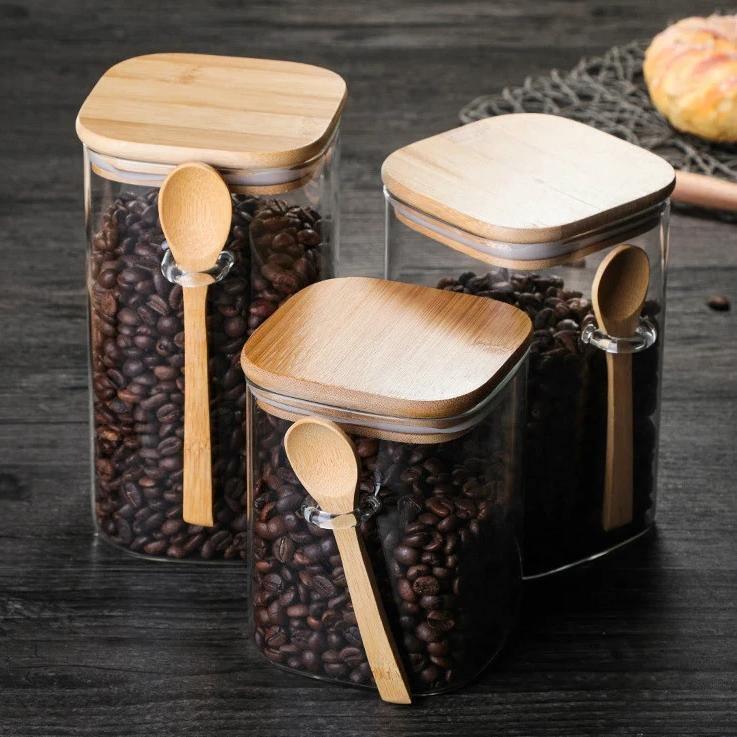 Floroux glass container with bamboo lid | Sustainable food storage | Available in 3 sizes