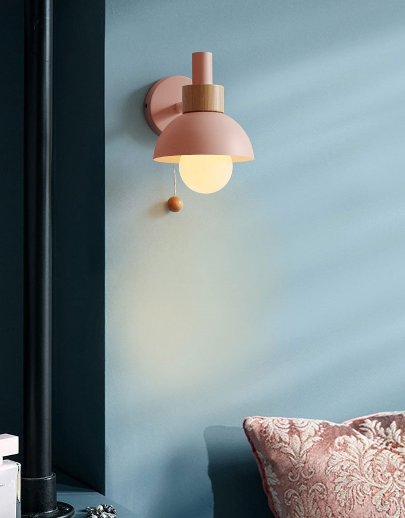 Applique colorée en bois et métal en forme de boule avec corde d'activation - Soldes