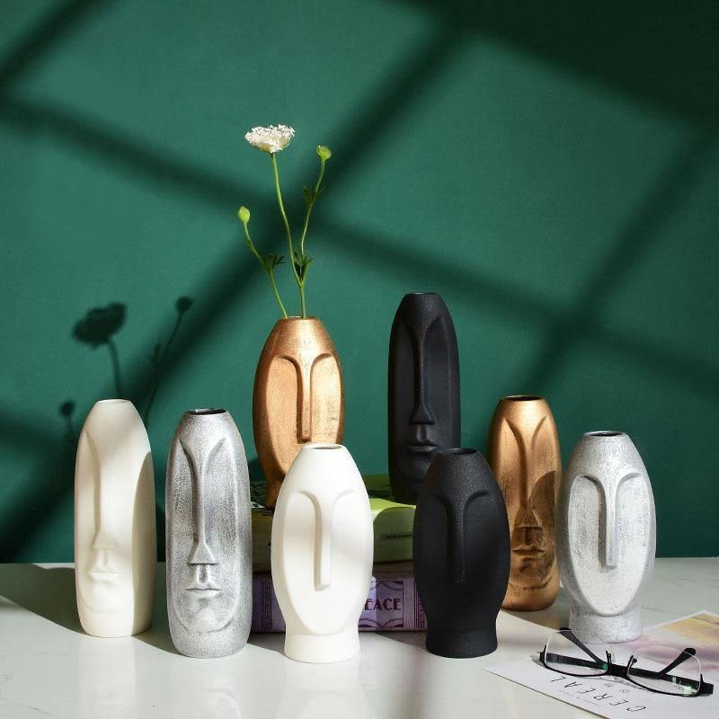 Abstract ceramic vase Floroux with face design | Modern decorative accent | Timeless & elegant