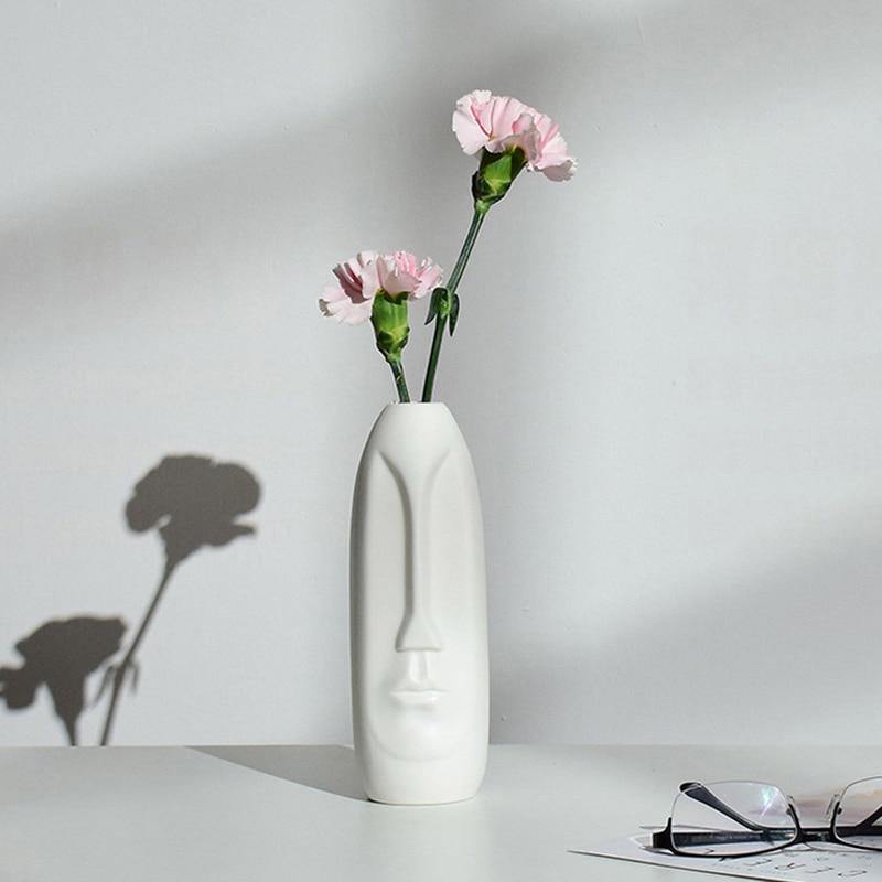 Abstract ceramic vase Floroux with face design | Modern decorative accent | Timeless & elegant