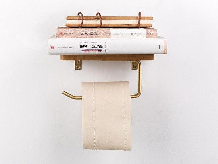 Multifunctional toilet paper holder Floroux in wood | Practical and elegant | Screw mounting | In different colors