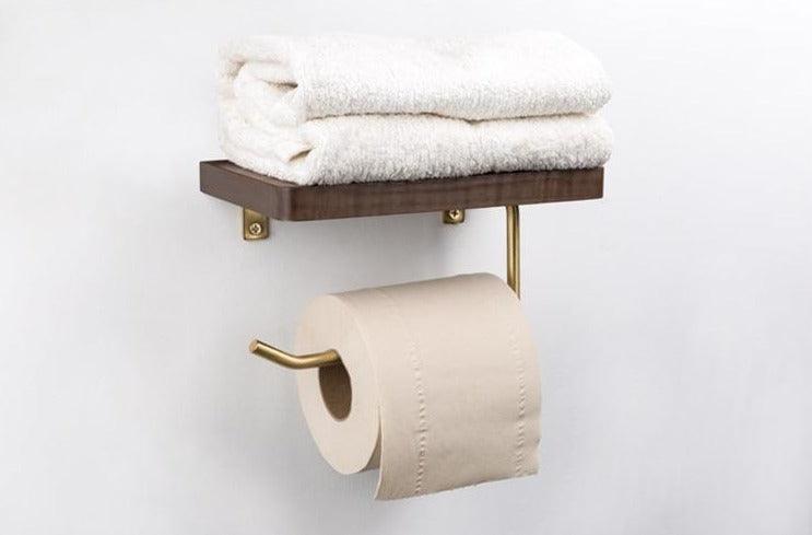 Multifunctional toilet paper holder Floroux in wood | Practical and elegant | Screw mounting | In different colors