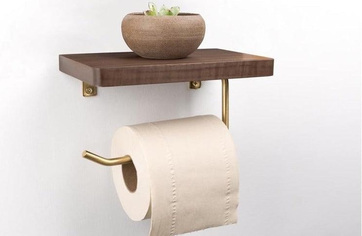 Multifunctional toilet paper holder Floroux in wood | Practical and elegant | Screw mounting | In different colors