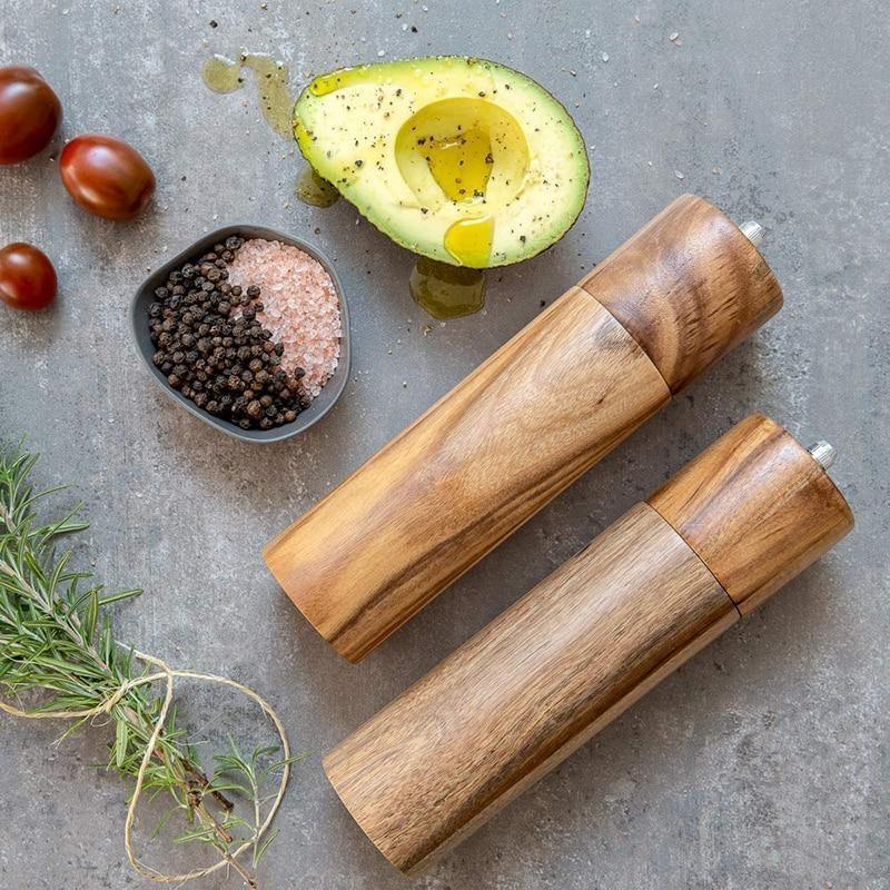 Acacia Wood Salt and Pepper Mills Floroux | Precise Grinding | Elegant Design | High-Quality Craftsmanship