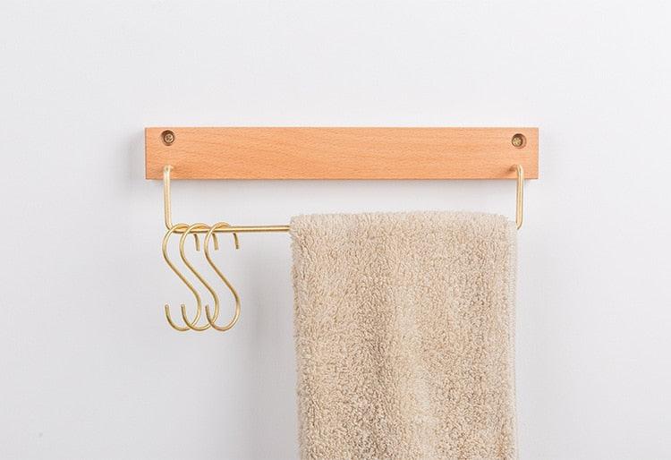 Floroux Wooden Towel Holder | Minimalist Design | Space Saving Towel Holder for Bathroom & Bedroom