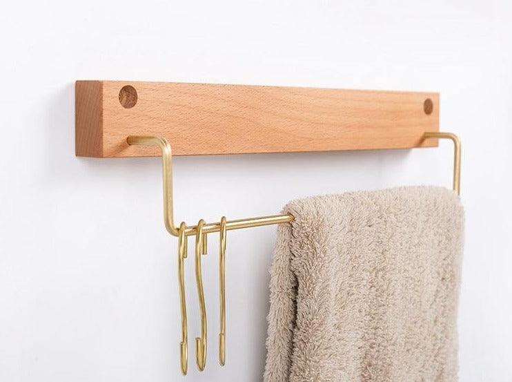 Floroux Wooden Towel Holder | Minimalist Design | Space Saving Towel Holder for Bathroom & Bedroom