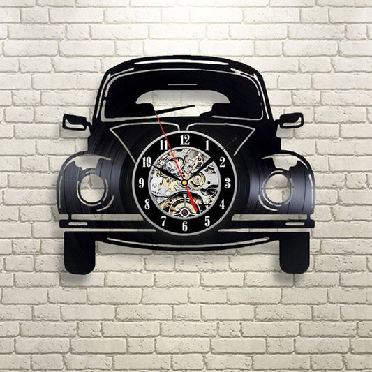 Horloge murale LED en forme de voiture, design 3D