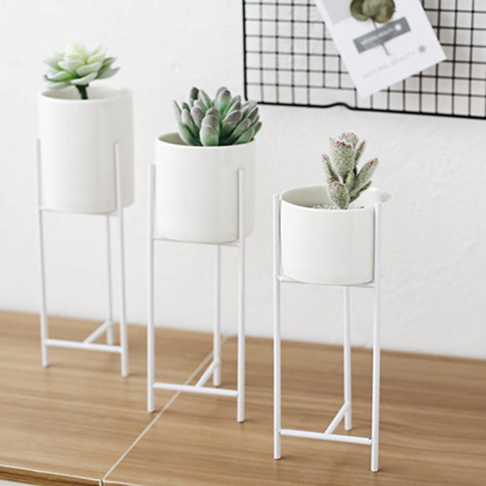 Floroux pot en céramique avec support en métal | Design moderne | Support pour plantes pour la maison et le bureau