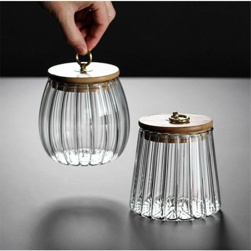 Floroux glass storage container with lid | Wavy design | Airtight and elegant
