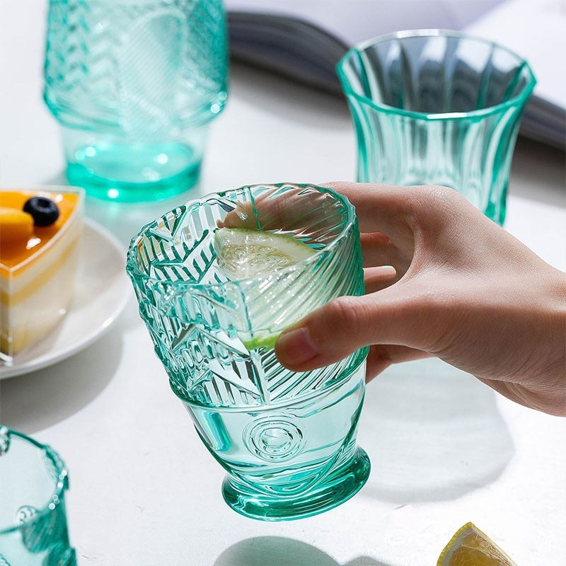 Ensemble de gobelets en verre coloré en forme de poisson Koi - Vente finale