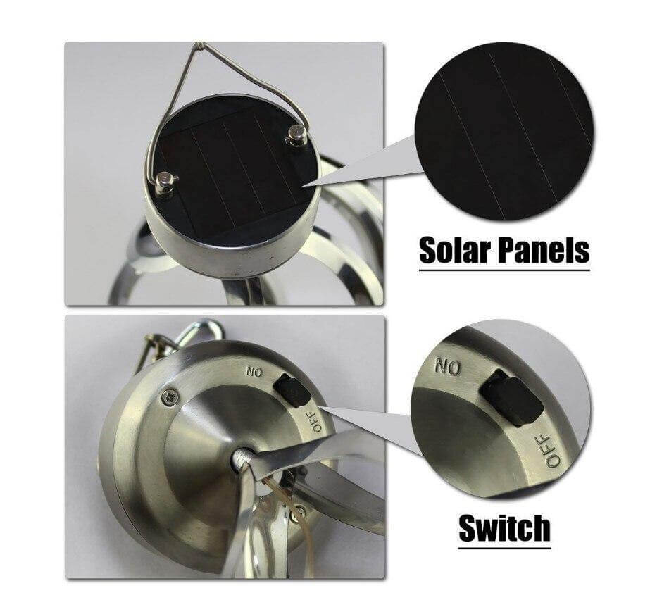 Floroux-Couleur LED éoliennes solaires changeantes de lumière
