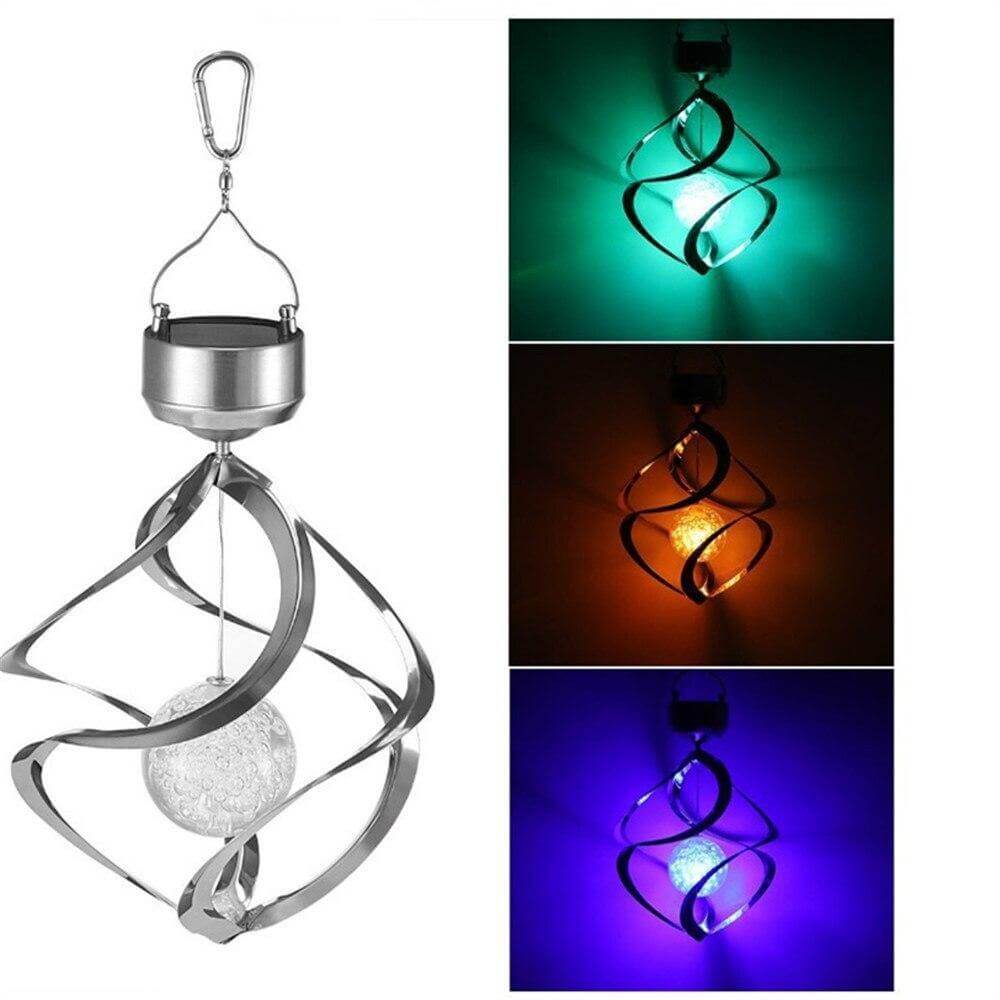 Floroux-Couleur LED éoliennes solaires changeantes de lumière