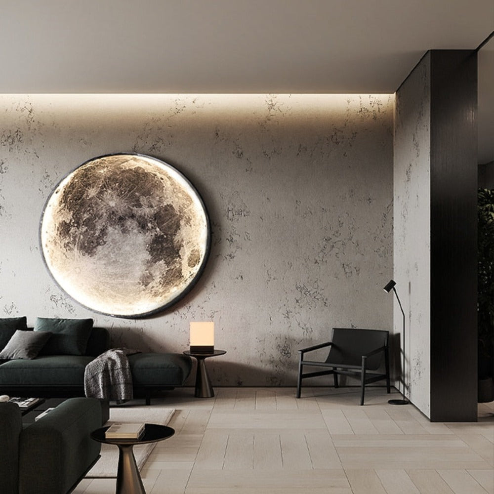 Floroux Lampe 3D LED Lune & Terre | Plafonnier & Applique murale | Éclairage atmosphérique | Design moderne | Décoration pour la maison