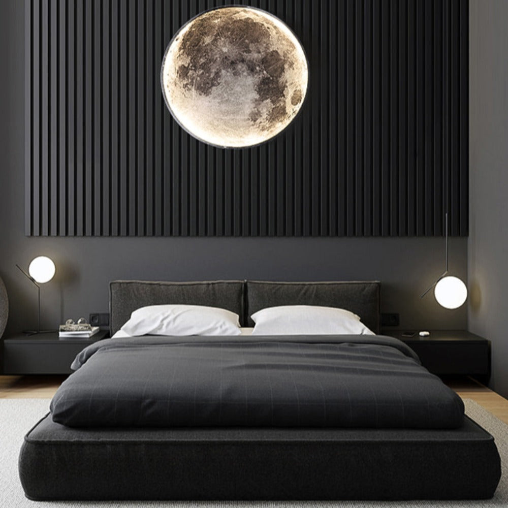 Floroux Lampe 3D LED Lune & Terre | Plafonnier & Applique murale | Éclairage atmosphérique | Design moderne | Décoration pour la maison