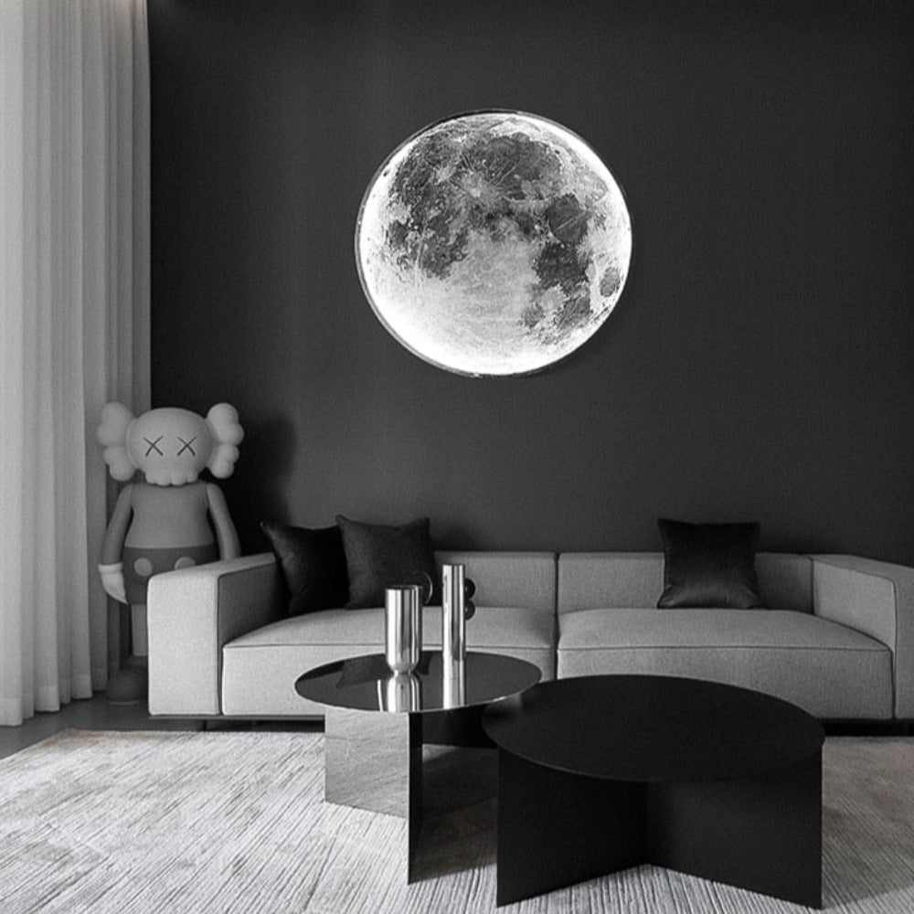 Floroux Lampe 3D LED Lune & Terre | Plafonnier & Applique murale | Éclairage atmosphérique | Design moderne | Décoration pour la maison