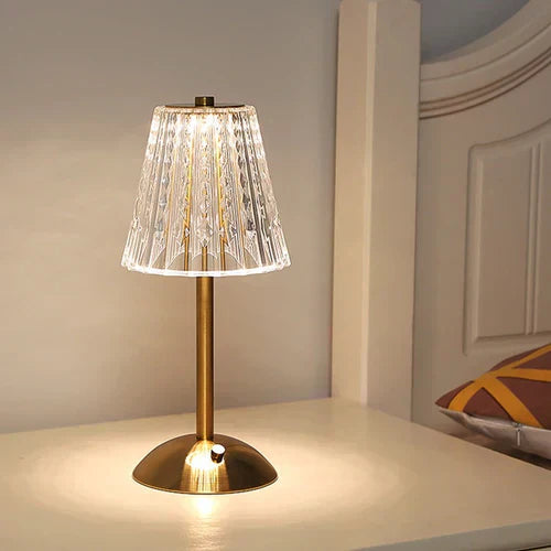 Alise - Lampe de table rechargeable en cristal doré