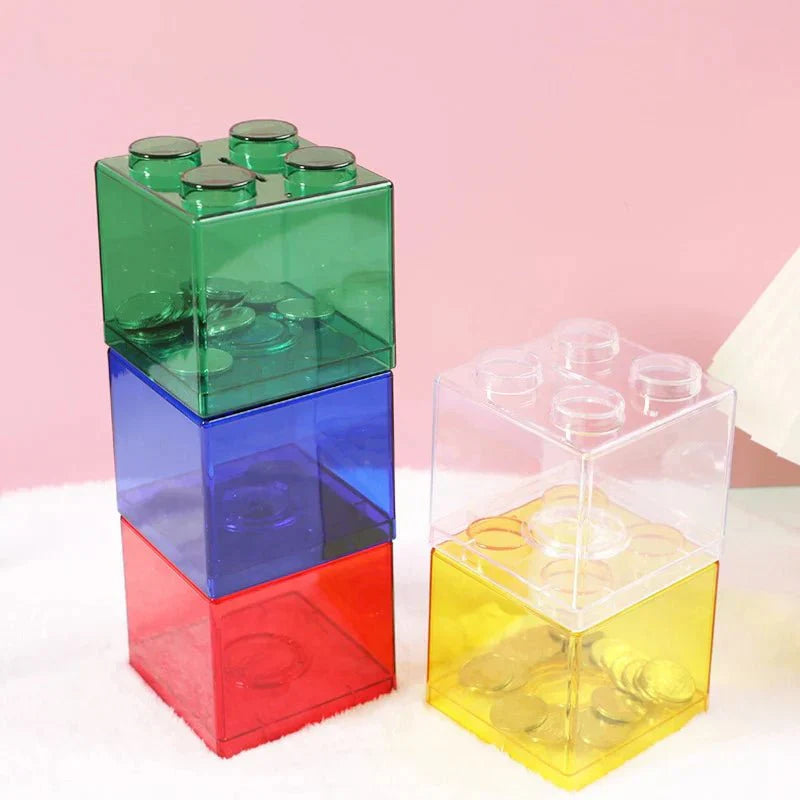 Tirelire translucide en blocs