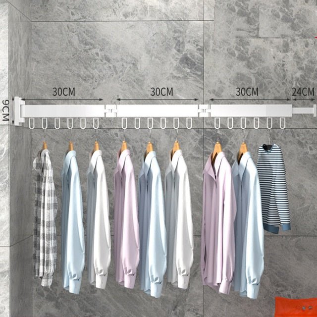 Séchoir à linge extensible, cintre pliable, montage mural