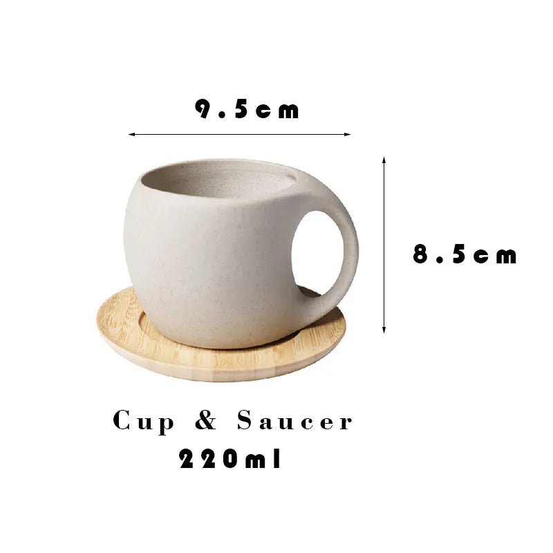 Tasse à café et soucoupe au style rétro en céramique en grès