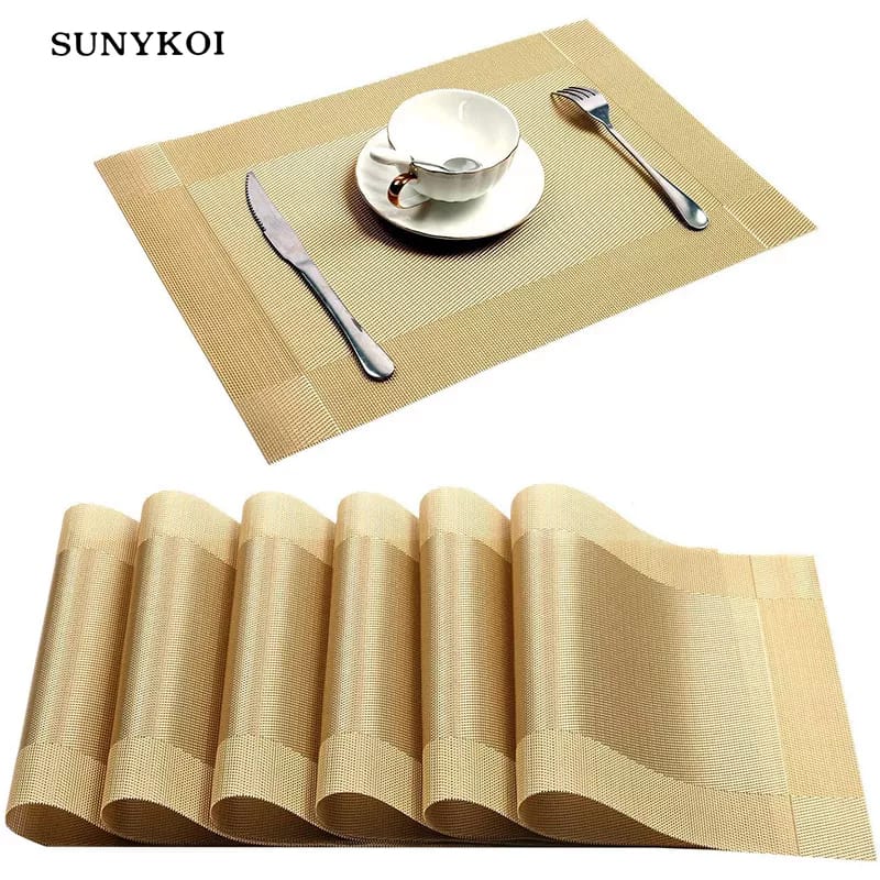 6 pièces de sets de table en PVC rectangulaires
