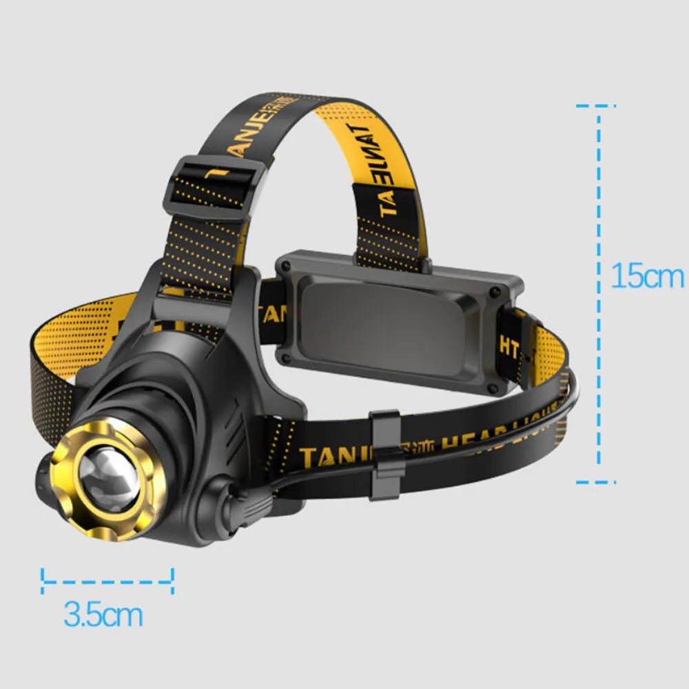 Floroux Lampe frontale LED rechargeable Lampe de poche tactique Zoom Lampe frontale Lampe de poche
